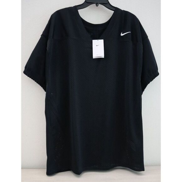 Nike DJ5778-010 Men's Sz 2XL Black/White Dri-FIT Mesh Practice Football Jersey - Picture 1 of 7